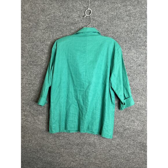 Vintage Lindsay Gray Womens Blazer Jacket Size 9 Green Linen Blend Lightweight - Picture 2 of 5